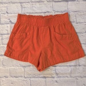A New Day Linen Blend Orange Elastic Waist Relaxed Fit Shorts Size XS